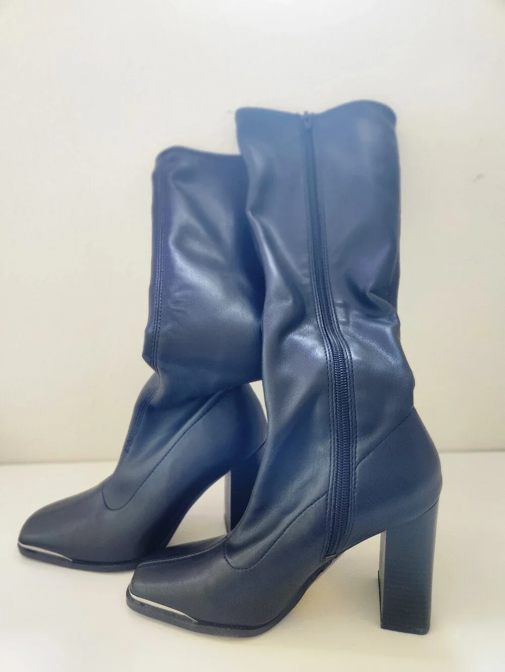 Bar III Haydin Knee High Boots Womens 5 Black Pointed Toe Block Heel NWT